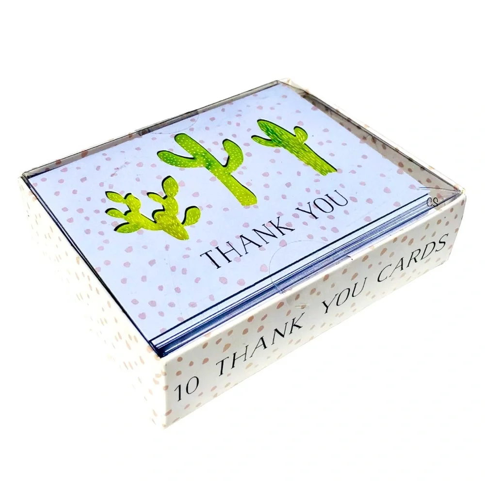 Molly & Rex Window Boxed Cactus Trio Laser Cut Thank You Note Cards (13798) 10ct